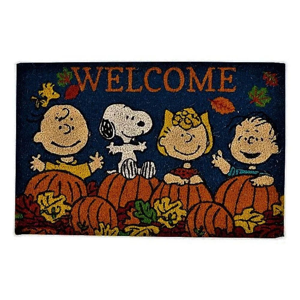 NWT Peanuts Gang Fall Autumn Welcome 18x30 Outdoor Mat Rug